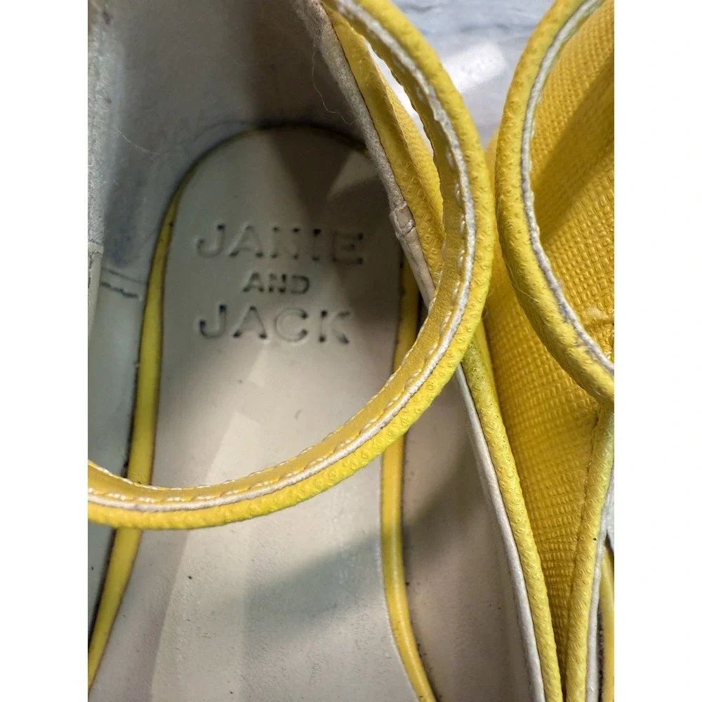 Janie And Jack Pretty In Plaid Yellow Tortoise Shell Maryjane Shoes Sz 7 Toddler